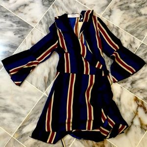 Striped wrap mini dress